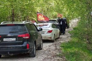 Участники автопробега с флагами в 21 посёлке
